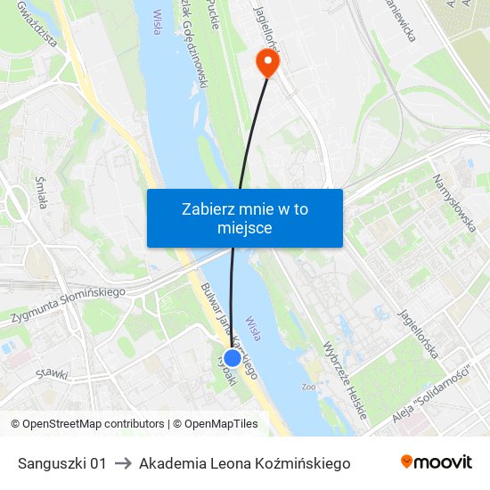 Sanguszki 01 to Akademia Leona Koźmińskiego map