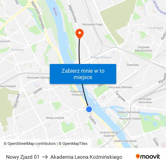 Nowy Zjazd to Akademia Leona Koźmińskiego map