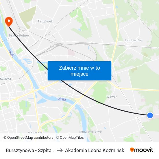 Bursztynowa-Szpital to Akademia Leona Koźmińskiego map