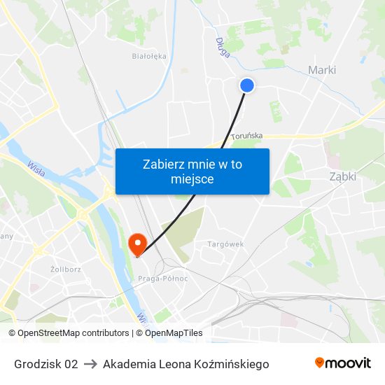 Grodzisk 02 to Akademia Leona Koźmińskiego map