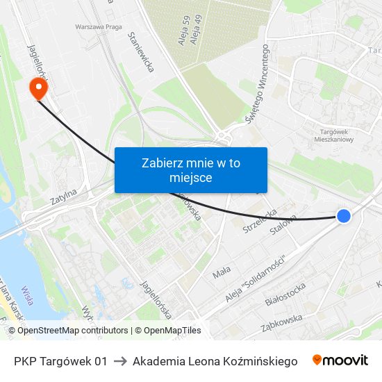 PKP Targówek 01 to Akademia Leona Koźmińskiego map