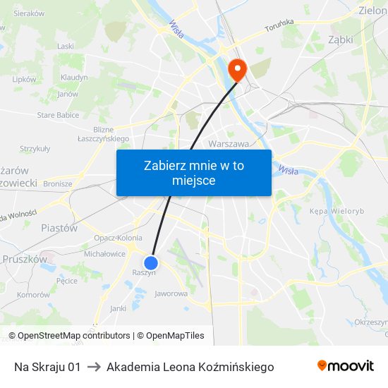 Na Skraju 01 to Akademia Leona Koźmińskiego map