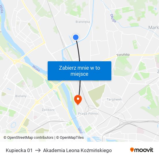 Kupiecka 01 to Akademia Leona Koźmińskiego map