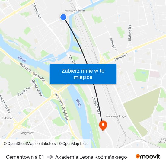 Cementownia to Akademia Leona Koźmińskiego map