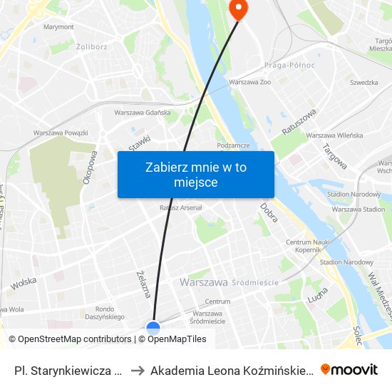 Pl. Starynkiewicza 01 to Akademia Leona Koźmińskiego map