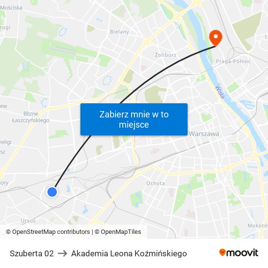 Szuberta 02 to Akademia Leona Koźmińskiego map