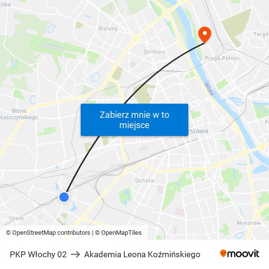 PKP Włochy 02 to Akademia Leona Koźmińskiego map