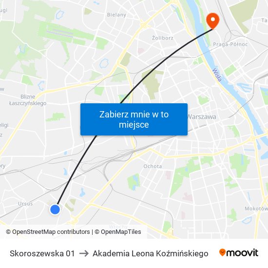 Skoroszewska 01 to Akademia Leona Koźmińskiego map