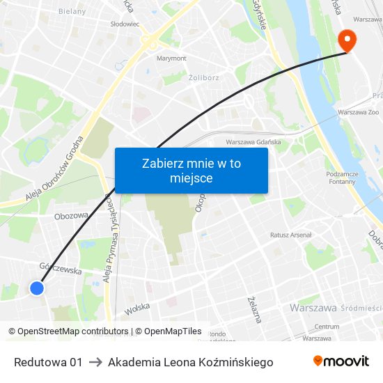 Redutowa 01 to Akademia Leona Koźmińskiego map