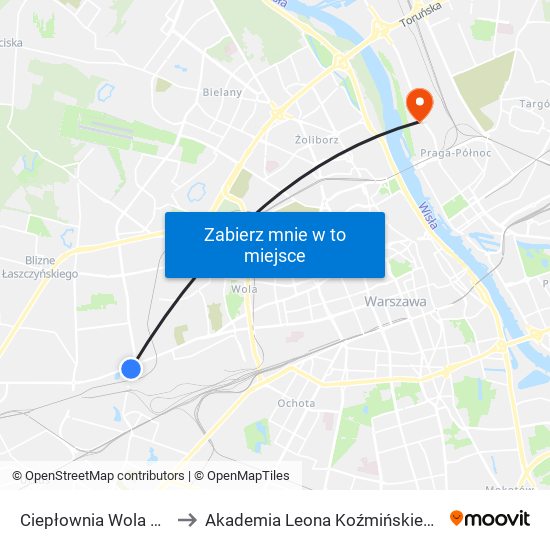 Ciepłownia Wola 06 to Akademia Leona Koźmińskiego map