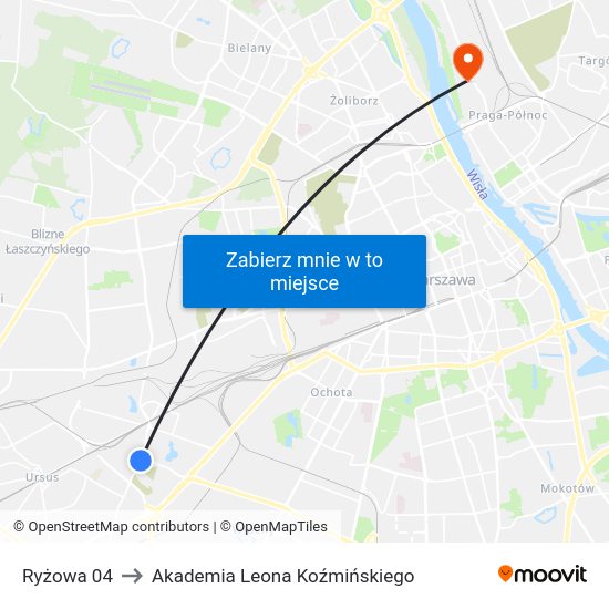 Ryżowa to Akademia Leona Koźmińskiego map