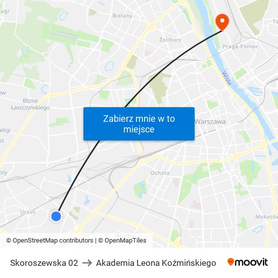 Skoroszewska 02 to Akademia Leona Koźmińskiego map