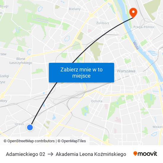 Adamieckiego 02 to Akademia Leona Koźmińskiego map