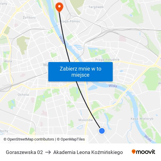 Goraszewska 02 to Akademia Leona Koźmińskiego map