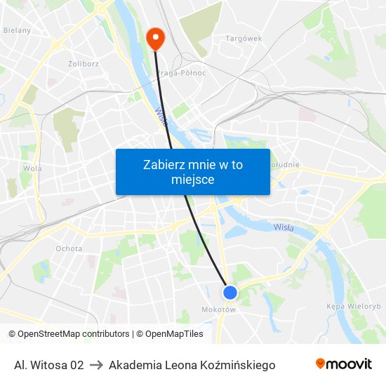 Al. Witosa 02 to Akademia Leona Koźmińskiego map