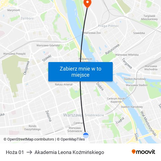 Hoża 01 to Akademia Leona Koźmińskiego map