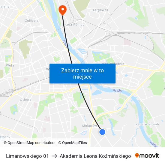 Limanowskiego 01 to Akademia Leona Koźmińskiego map