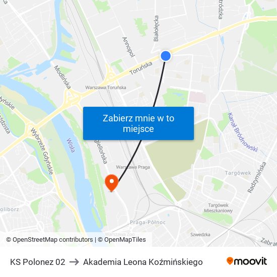 KS Polonez 02 to Akademia Leona Koźmińskiego map