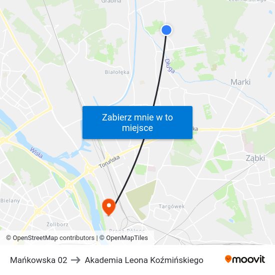 Mańkowska to Akademia Leona Koźmińskiego map