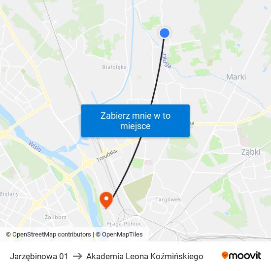 Jarzębinowa 01 to Akademia Leona Koźmińskiego map