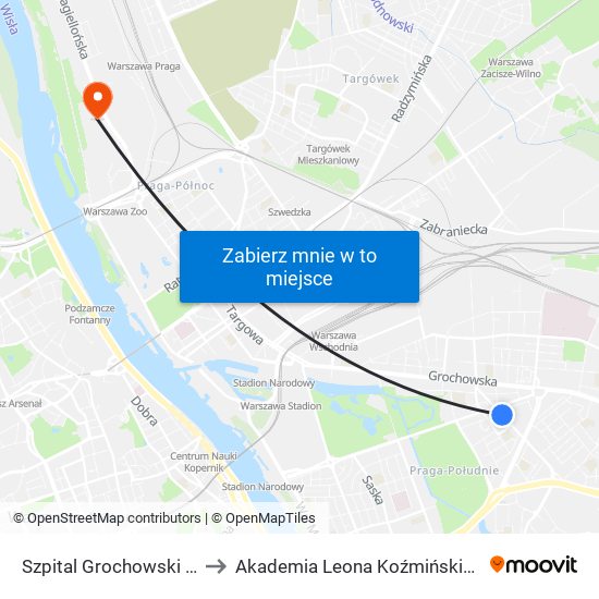 Szpital Grochowski 01 to Akademia Leona Koźmińskiego map