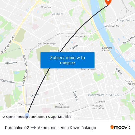 Parafialna 02 to Akademia Leona Koźmińskiego map