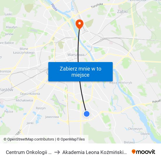 Centrum Onkologii to Akademia Leona Koźmińskiego map