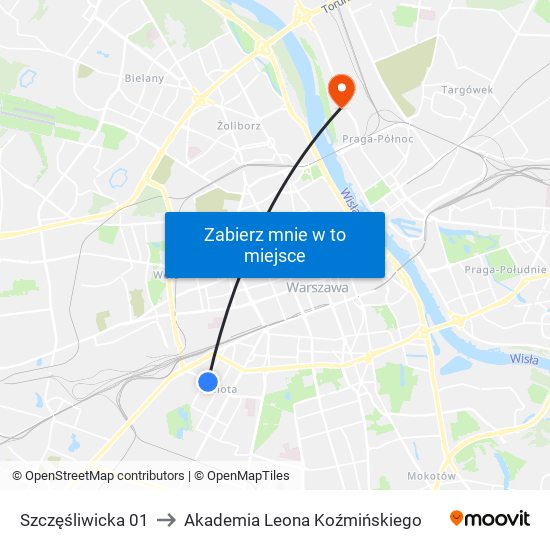 Szczęśliwicka 01 to Akademia Leona Koźmińskiego map