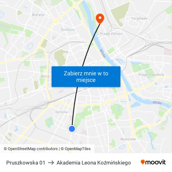 Pruszkowska to Akademia Leona Koźmińskiego map