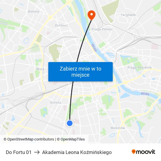 Do Fortu 01 to Akademia Leona Koźmińskiego map