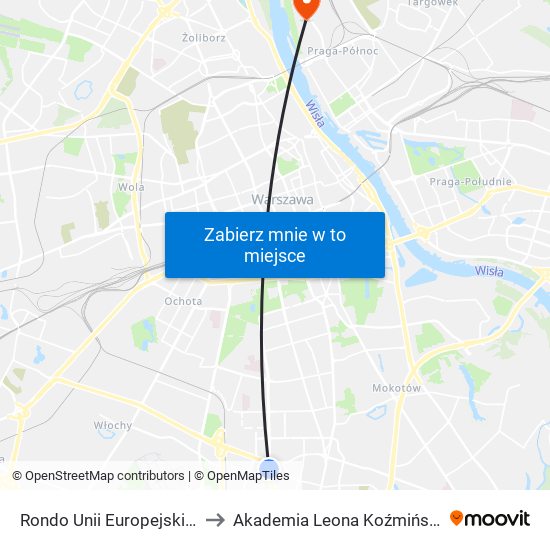 Rondo Unii Europejskiej 05 to Akademia Leona Koźmińskiego map