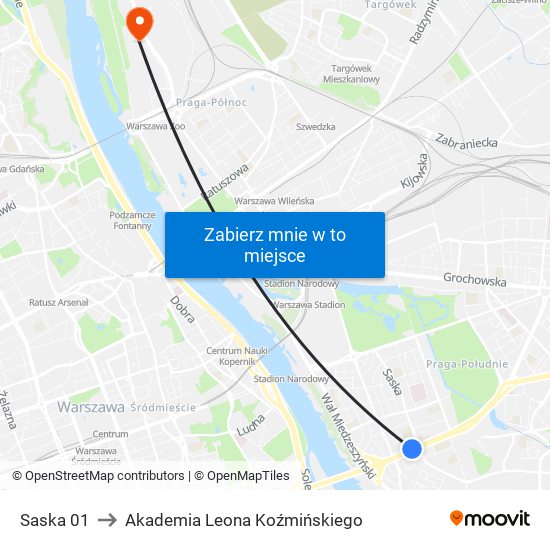 Saska 01 to Akademia Leona Koźmińskiego map