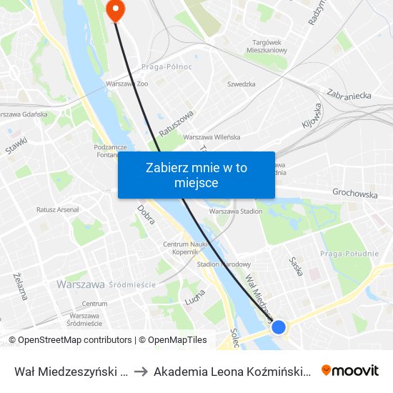 Wał Miedzeszyński 01 to Akademia Leona Koźmińskiego map