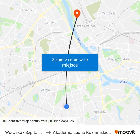 Wołoska-Szpital to Akademia Leona Koźmińskiego map