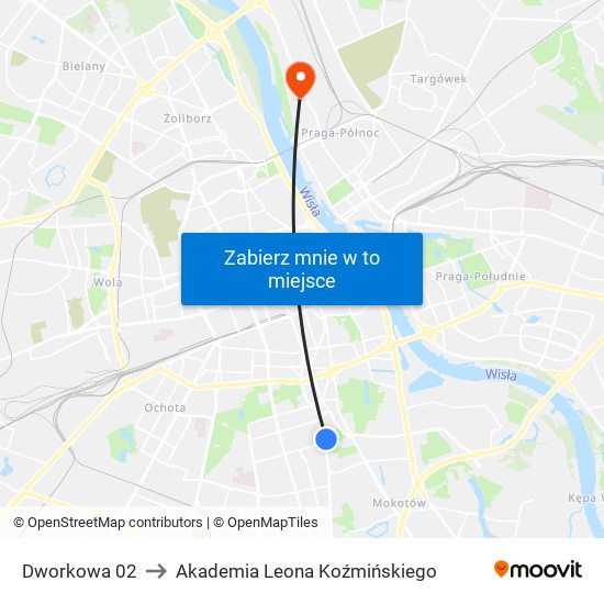 Dworkowa 02 to Akademia Leona Koźmińskiego map