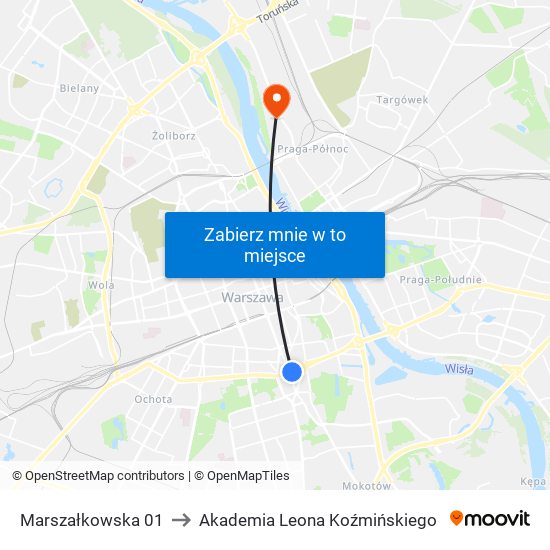 Marszałkowska 01 to Akademia Leona Koźmińskiego map