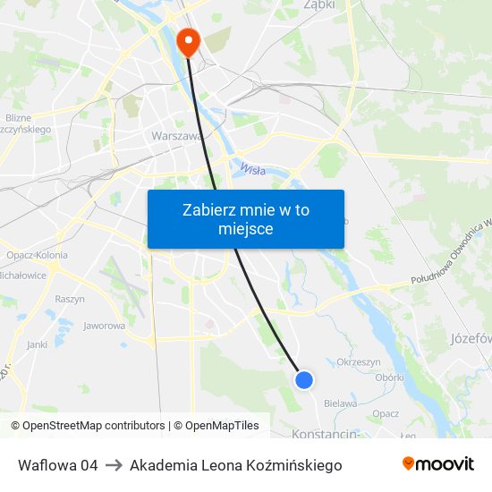 Waflowa 04 to Akademia Leona Koźmińskiego map