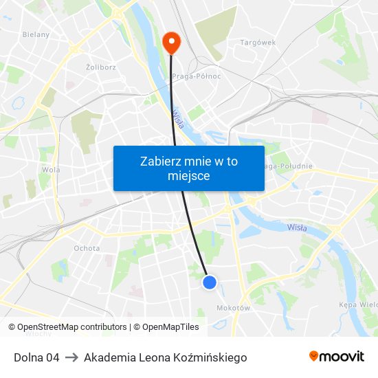 Dolna 04 to Akademia Leona Koźmińskiego map