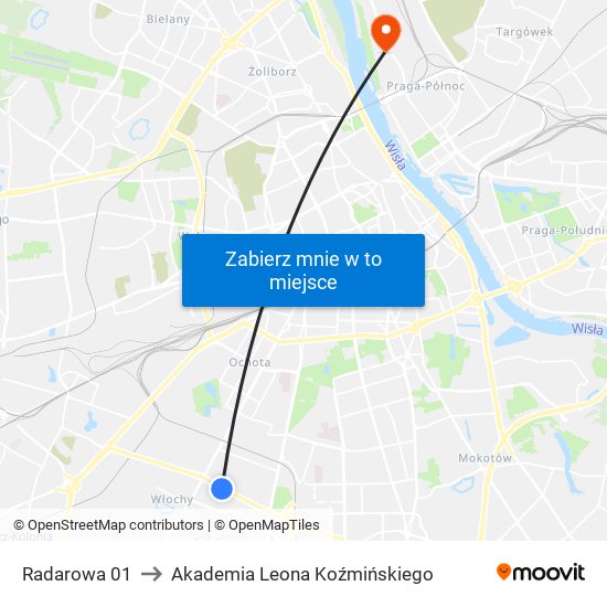 Radarowa 01 to Akademia Leona Koźmińskiego map