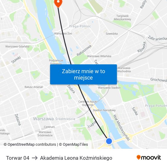 Torwar to Akademia Leona Koźmińskiego map