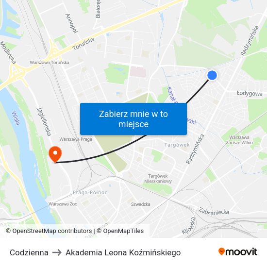 Codzienna to Akademia Leona Koźmińskiego map