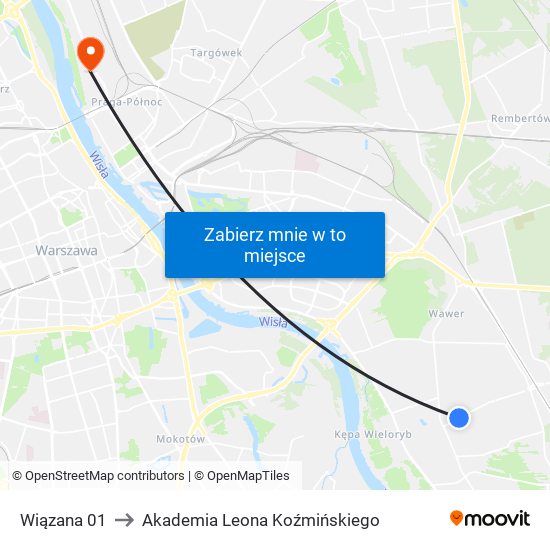 Wiązana 01 to Akademia Leona Koźmińskiego map