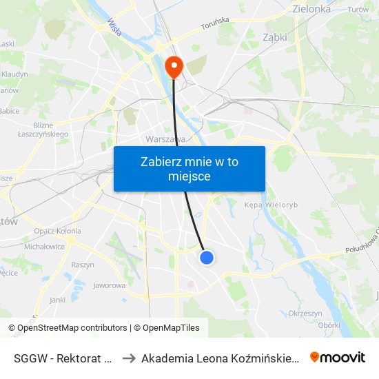 Sggw-Rektorat to Akademia Leona Koźmińskiego map