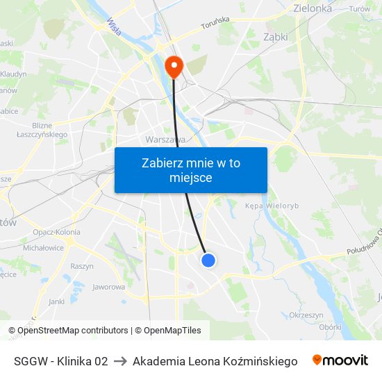 SGGW - Klinika 02 to Akademia Leona Koźmińskiego map