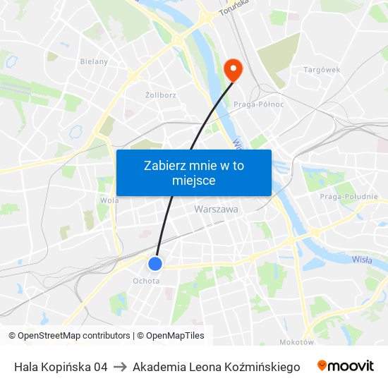 Hala Kopińska 04 to Akademia Leona Koźmińskiego map