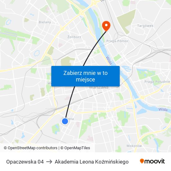 Opaczewska 04 to Akademia Leona Koźmińskiego map