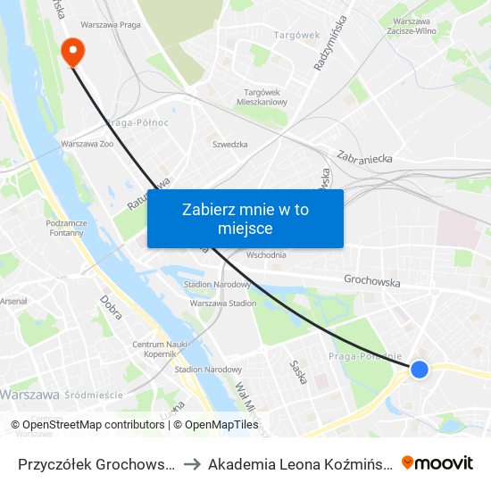 Przyczółek Grochowski to Akademia Leona Koźmińskiego map