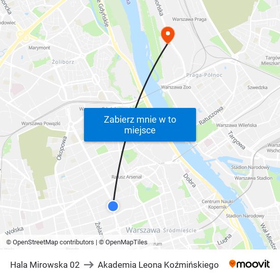 Hala Mirowska 02 to Akademia Leona Koźmińskiego map