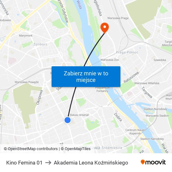 Kino Femina 01 to Akademia Leona Koźmińskiego map