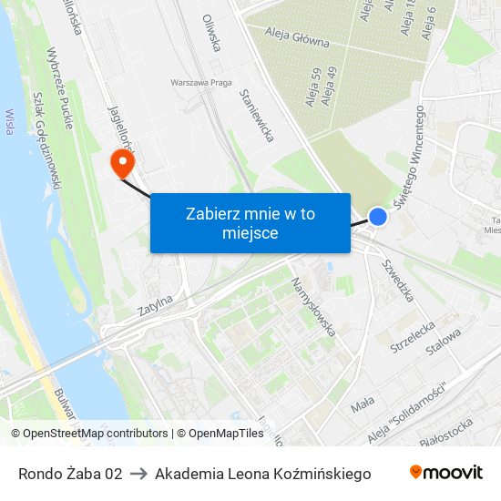 Rondo Żaba to Akademia Leona Koźmińskiego map